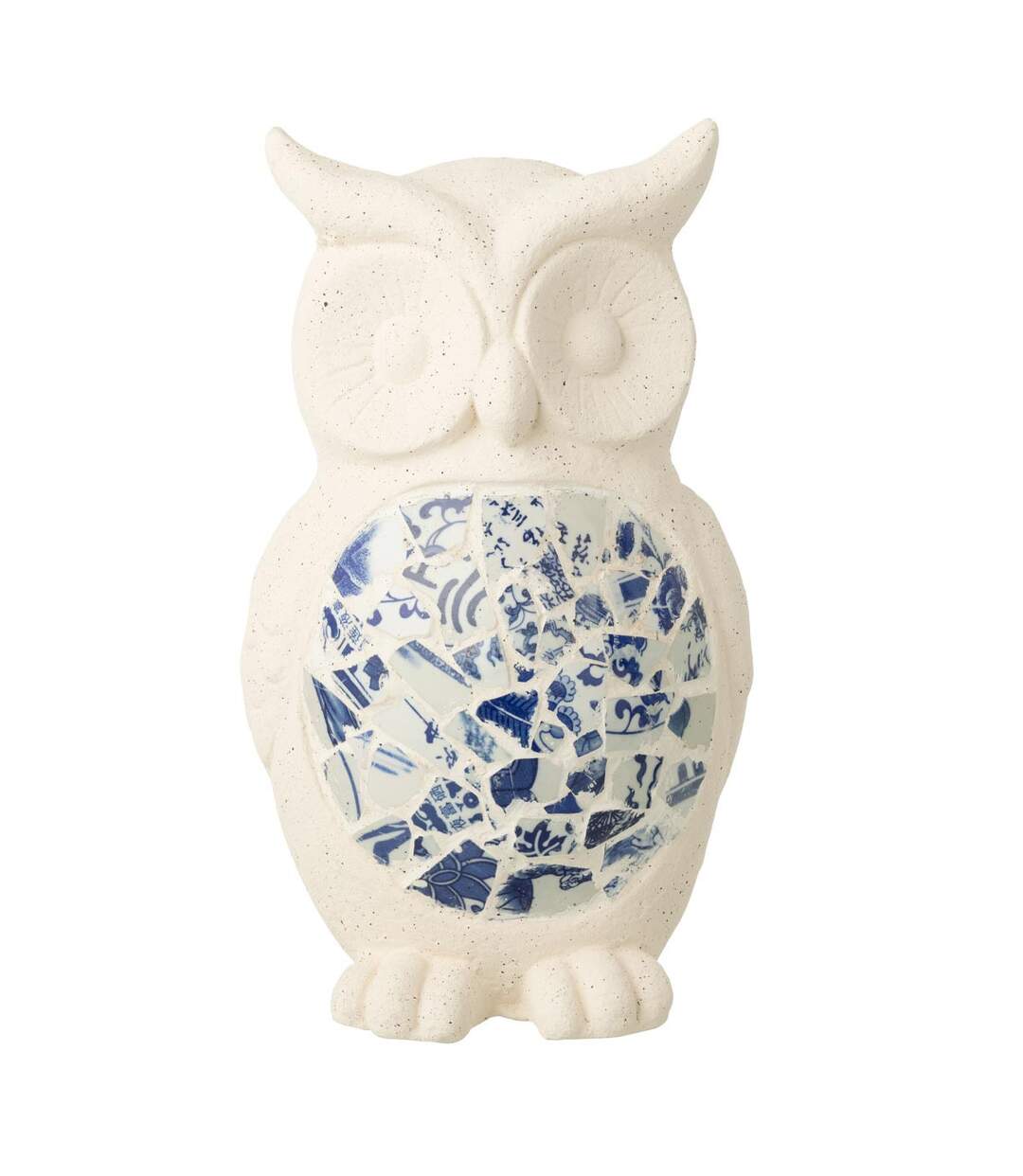 Statuette Hibou d'Extérieur Mosaïque 41cm Beige-1
