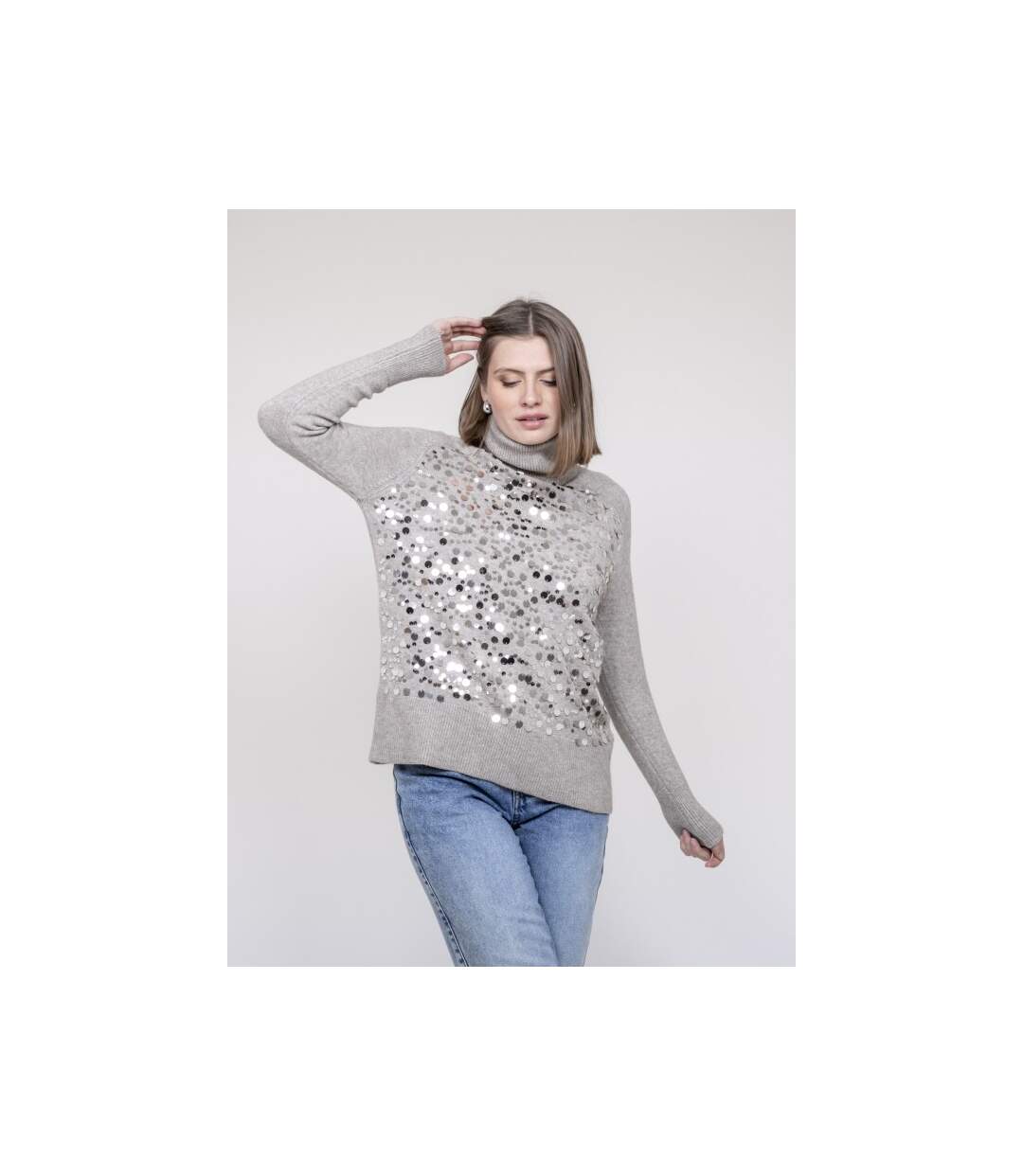 Pull col roulé à sequins KILISION - Dona X Lisa-1