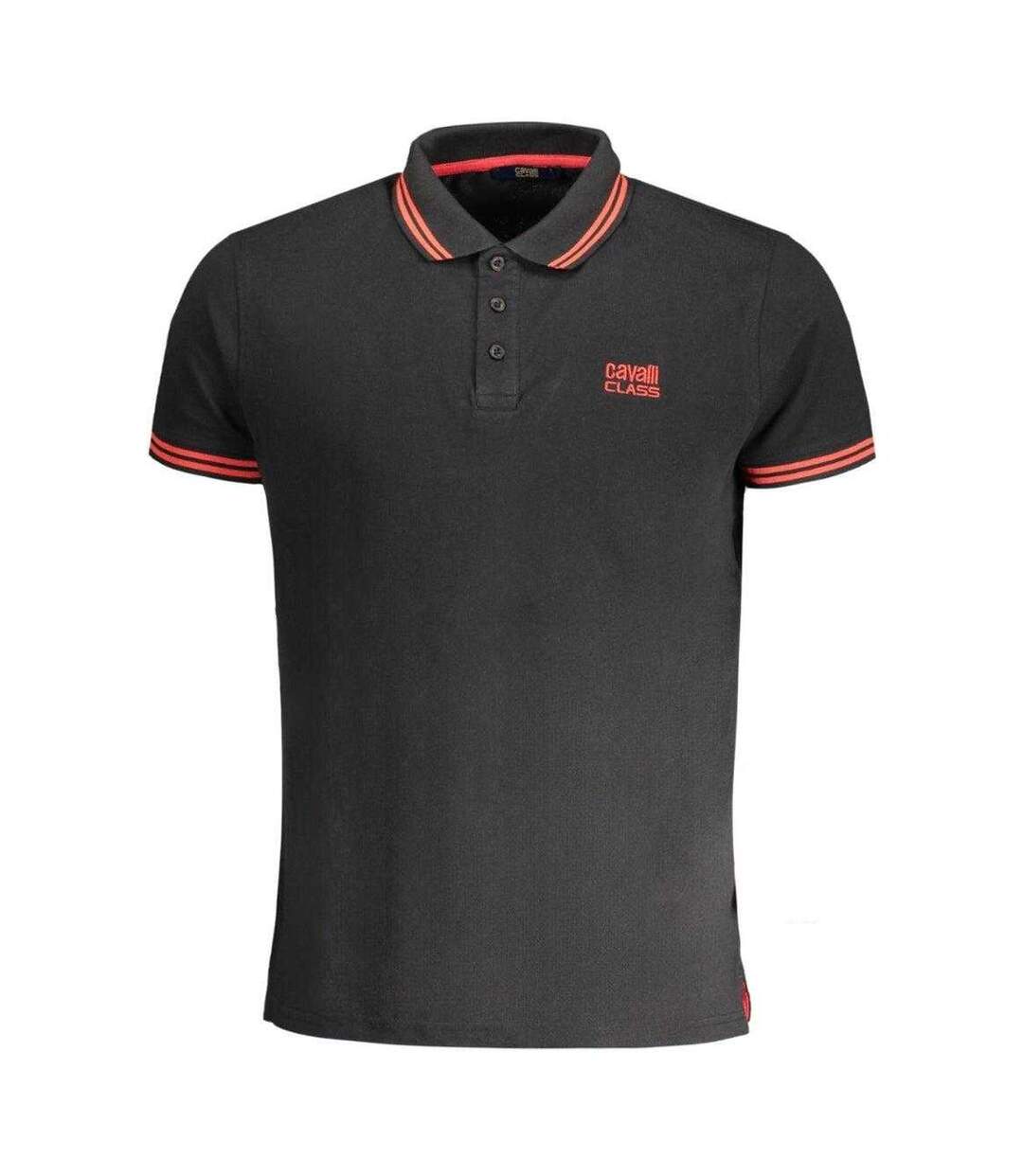 Polo Motif Col À Double Rayure Adulte Noir Rouge Cavalli Class-1