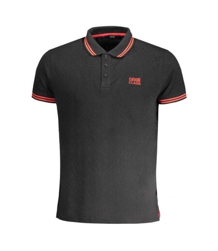 Polo Motif Col À Double Rayure Adulte Noir Rouge Cavalli Class