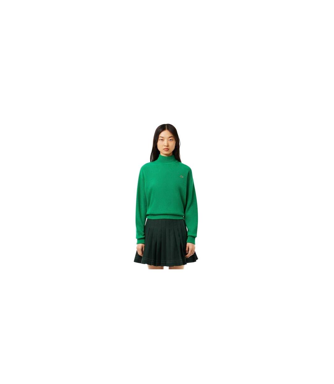 Womens/ladies Carded High-neck Large Fit Jumper Green Lacoste-1