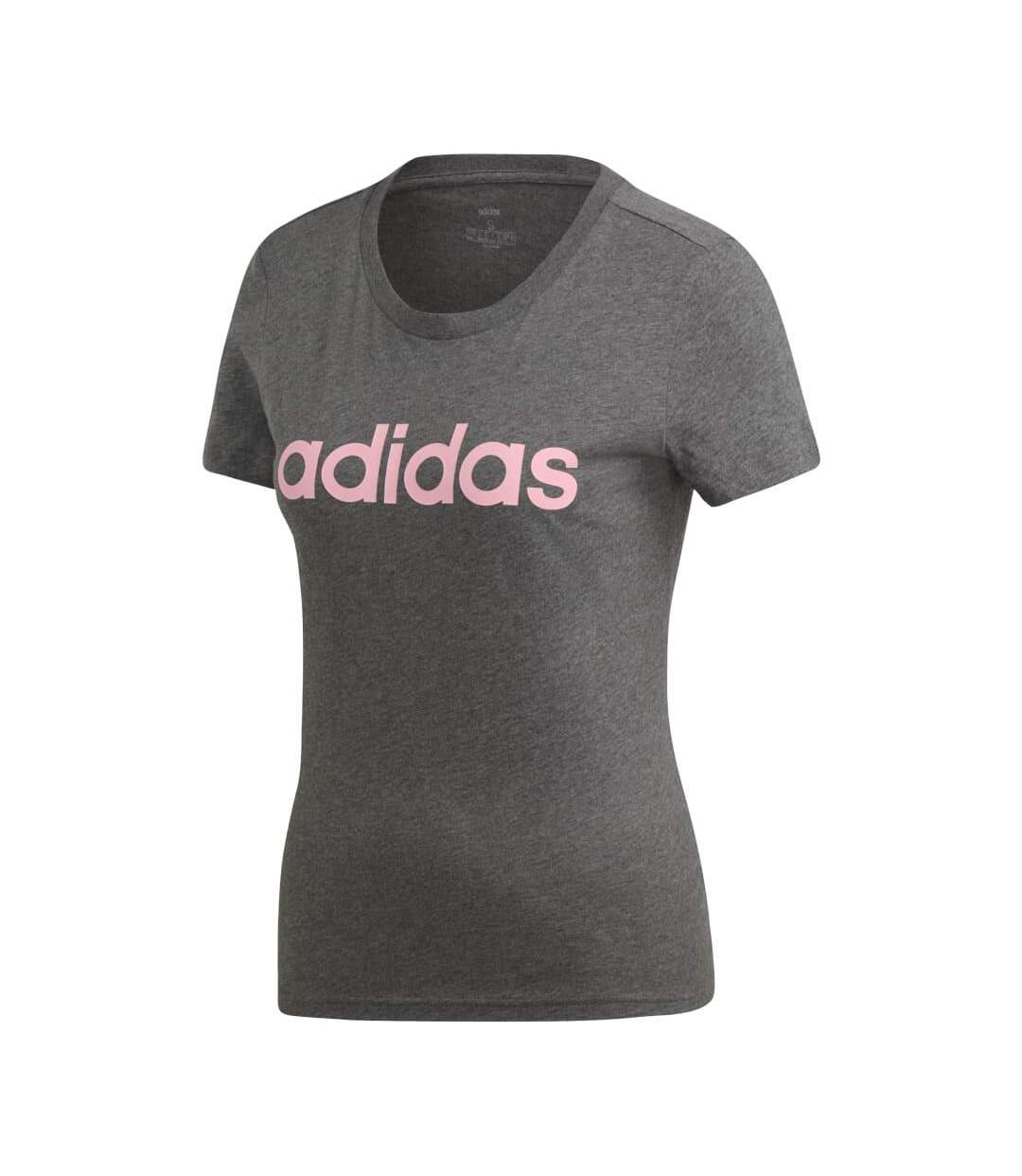 T-Shirt gris/rose femme adidas dx2546-2