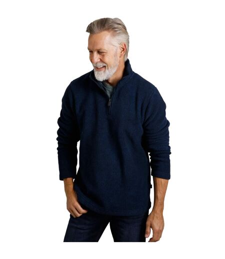 Mens newport ribbed quarter zip fleece top federal blue Weird Fish