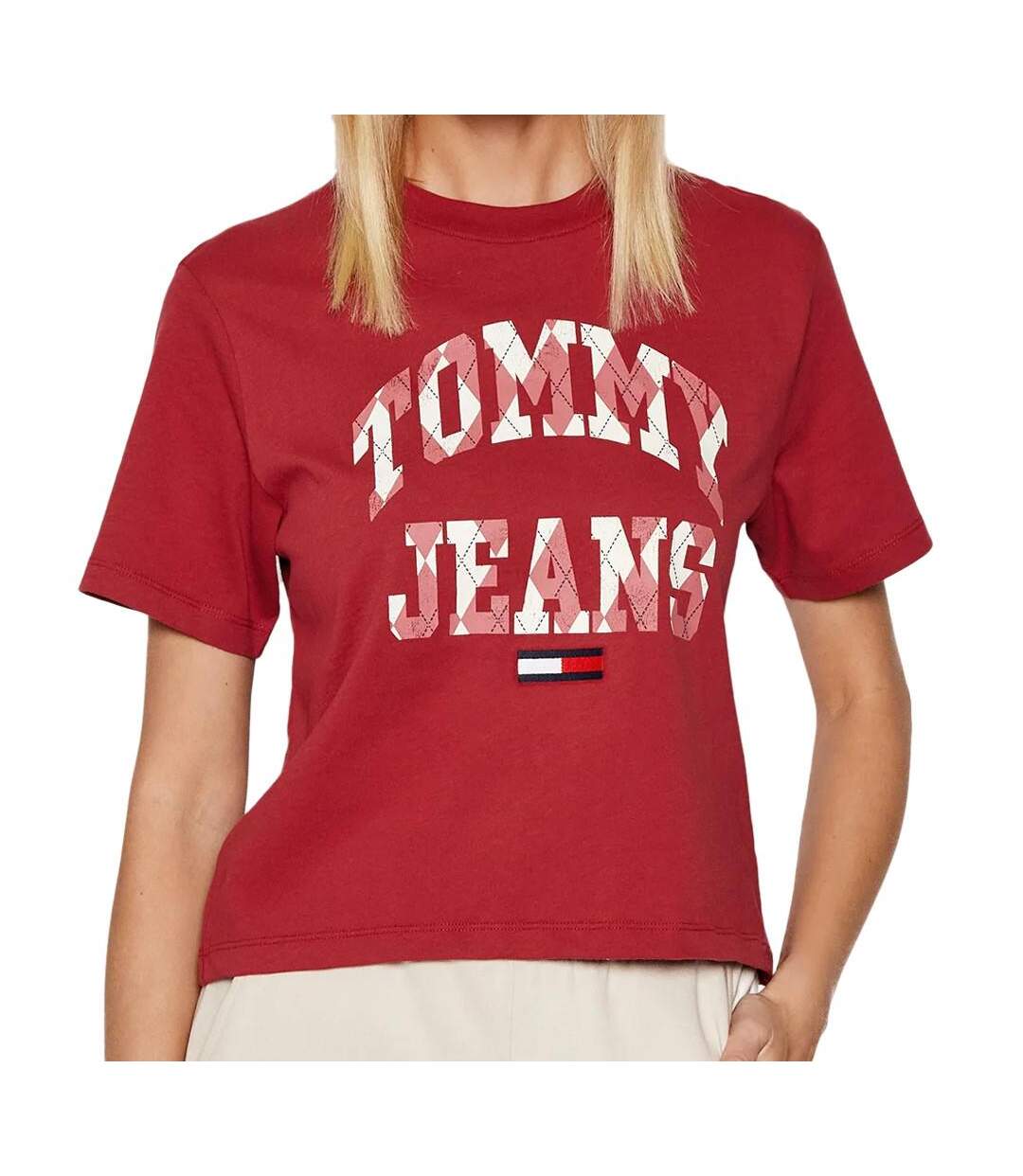 T-shirt Rouge Femme Tommy Jeans Classic College - S-1