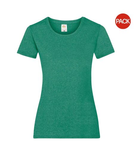 T-shirts manches courtes femmes vert chiné Fruit of the Loom