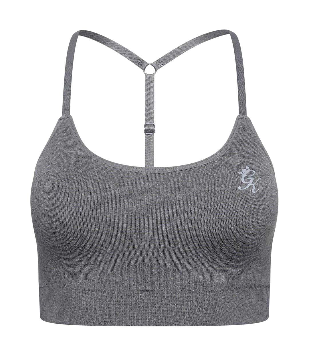 Brassière De Sport Motif/style Sans Coutures Femme Vert De Gris Gym King-2