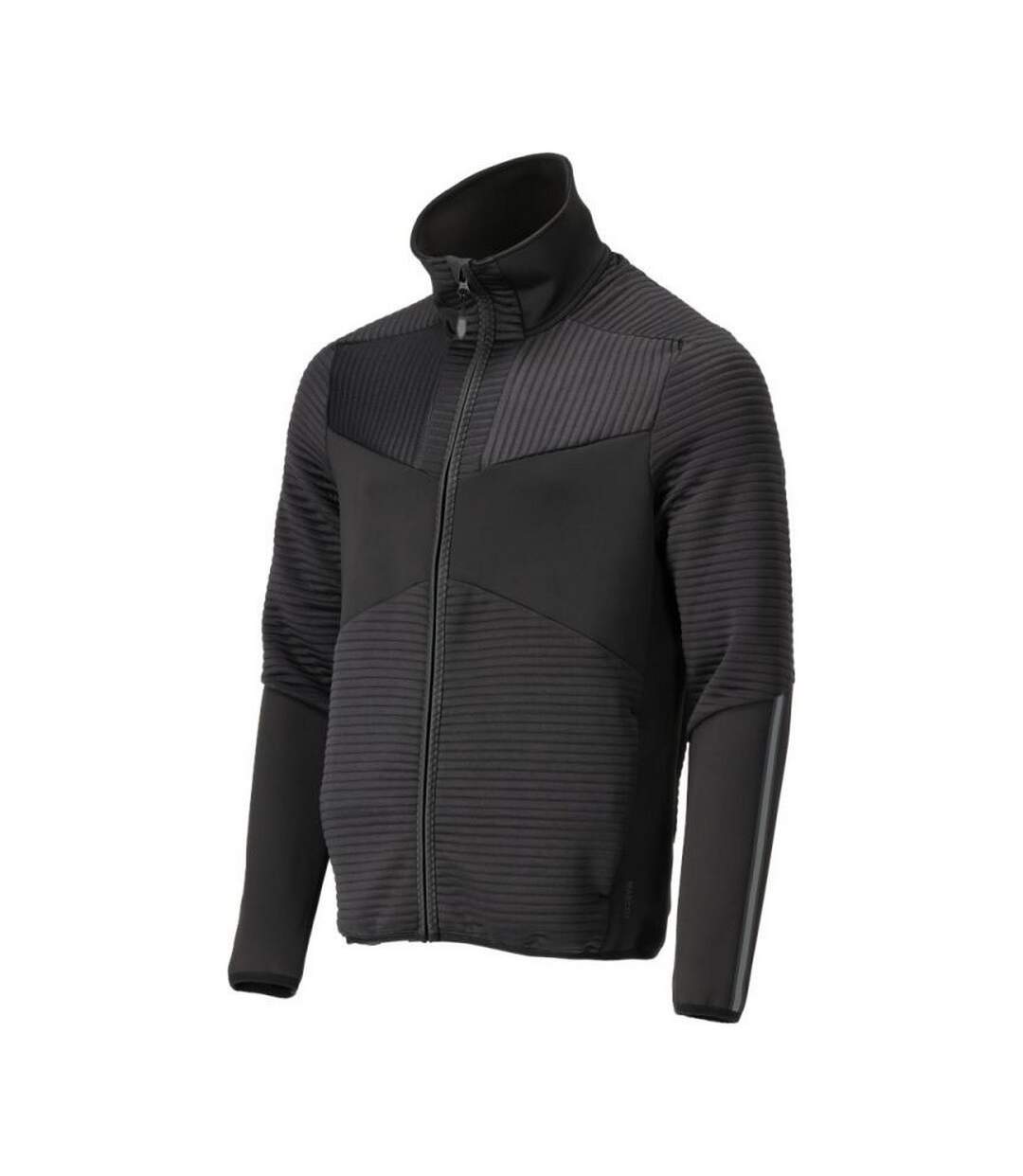 Mens Customised Striped Fleece Jacket Black Mascot-3