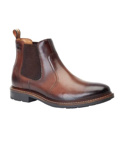 Mens Bloom Leather Chelsea Boots Burnt Brown Base London
