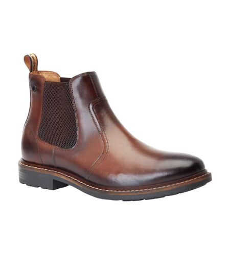 Mens Bloom Leather Chelsea Boots Burnt Brown Base London