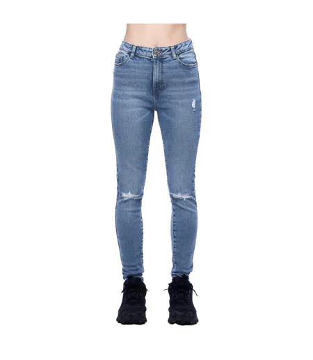Womens/ladies Distressed Skinny Jeans Blue Denim Pieces
