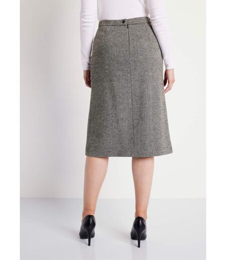 Jupe chevrons ou chiné longueur 70 cm avec laine