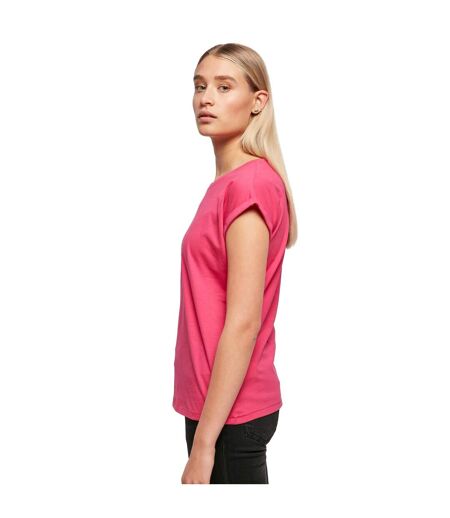 Build Your Brand Womens/Ladies Extended Shoulder T-Shirt (Hibiscus Pink) - UTRW8374