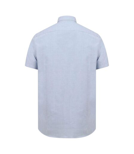 Henbury Mens Modern Short Sleeve Slim Fit Oxford Shirt (Blue)