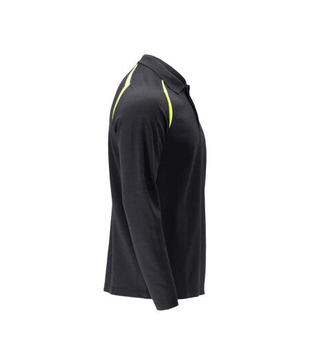 Mens Accelerate Multisafe High-vis Polo Shirt Dark Navy Yellow Mascot