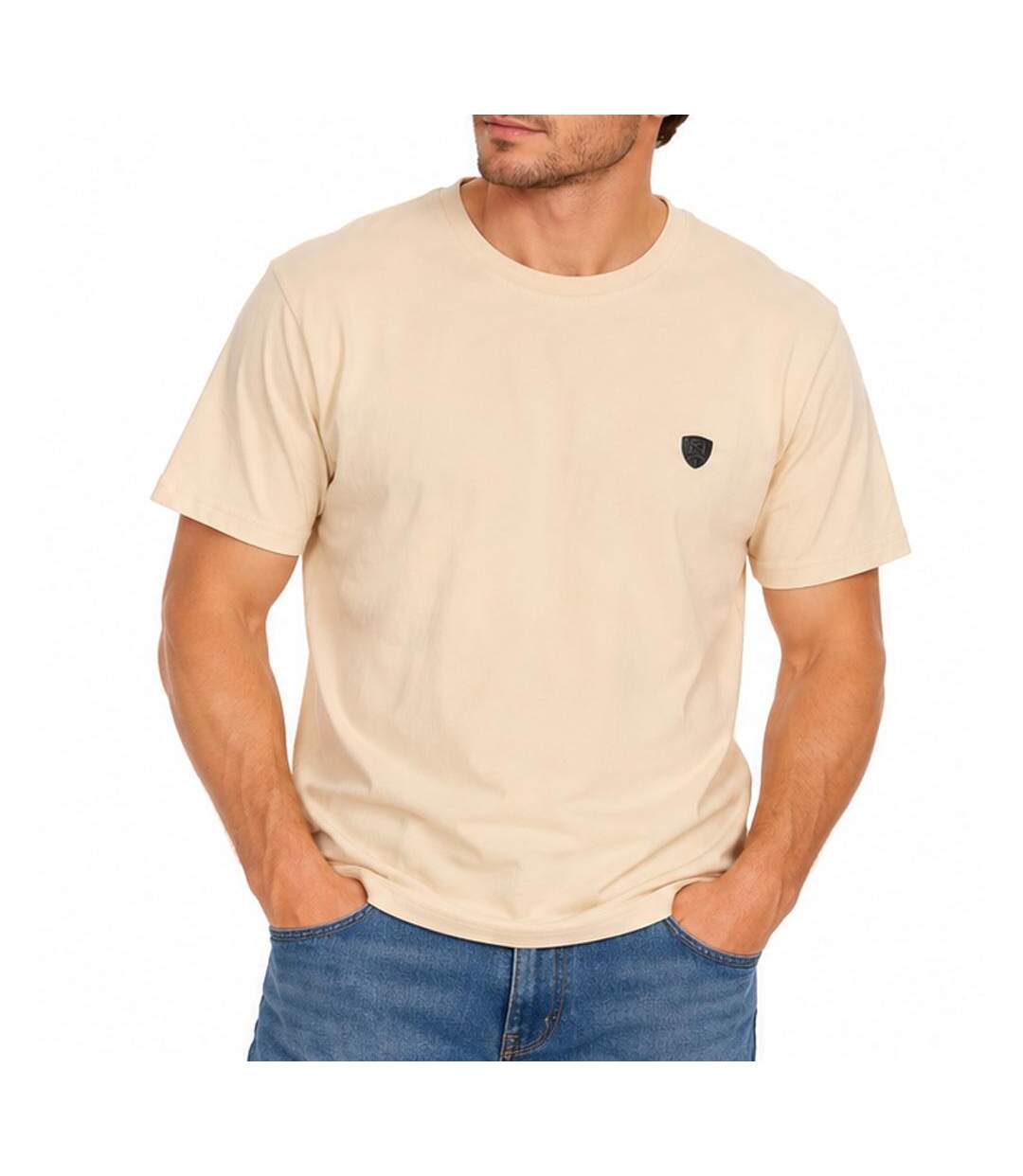 T-Shirt beige homme redskins sleeves-1