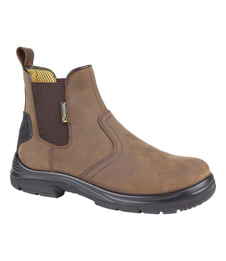 Mens super wide eeee fitting pull on safety dealer boots dark brown Grafters