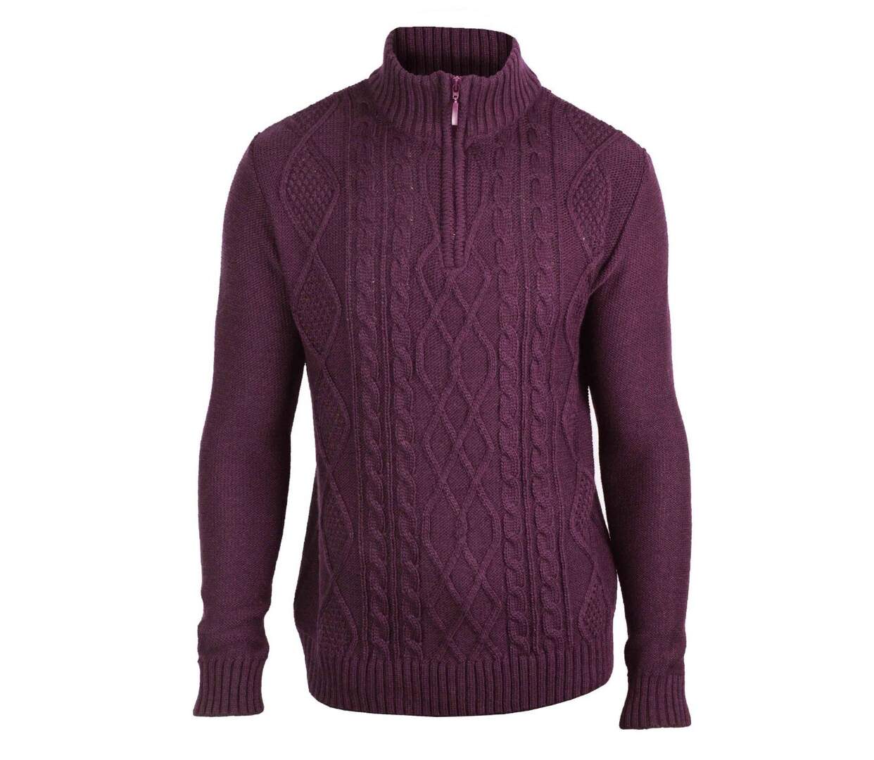 Pull camionneur col montant zippé 30% laine PIXEL1-2