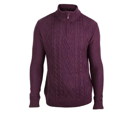 Pull camionneur col montant zippé 30% laine PIXEL1