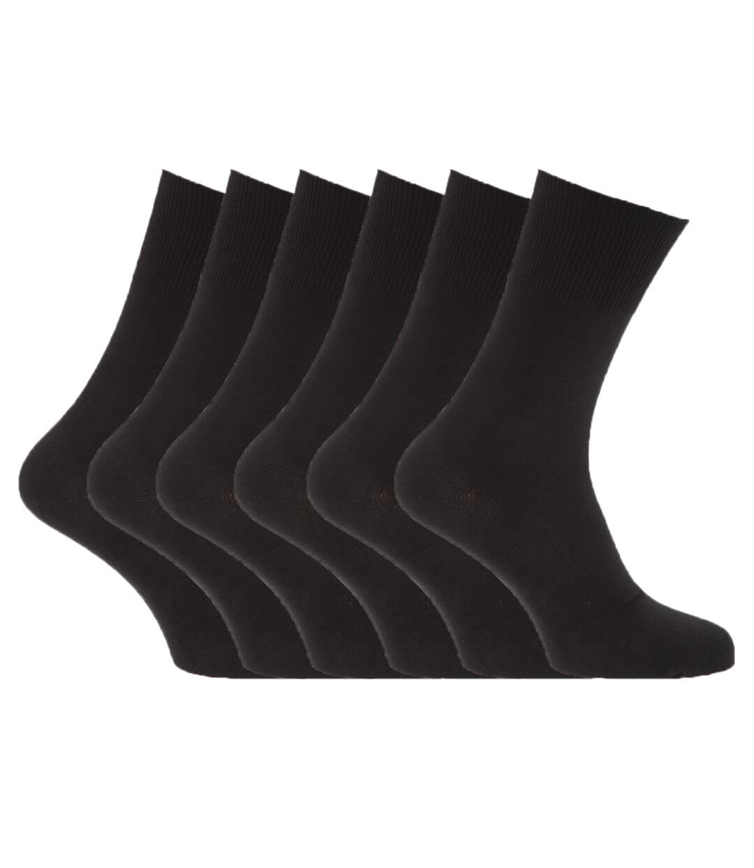 Lot De 6 Chaussettes Non-élastiquée Paires Homme Noir Universal Textiles-1
