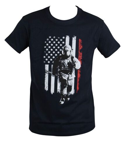 T-shirt homme manches courtes - Pompiers américains USA - 10454 - bleu marine