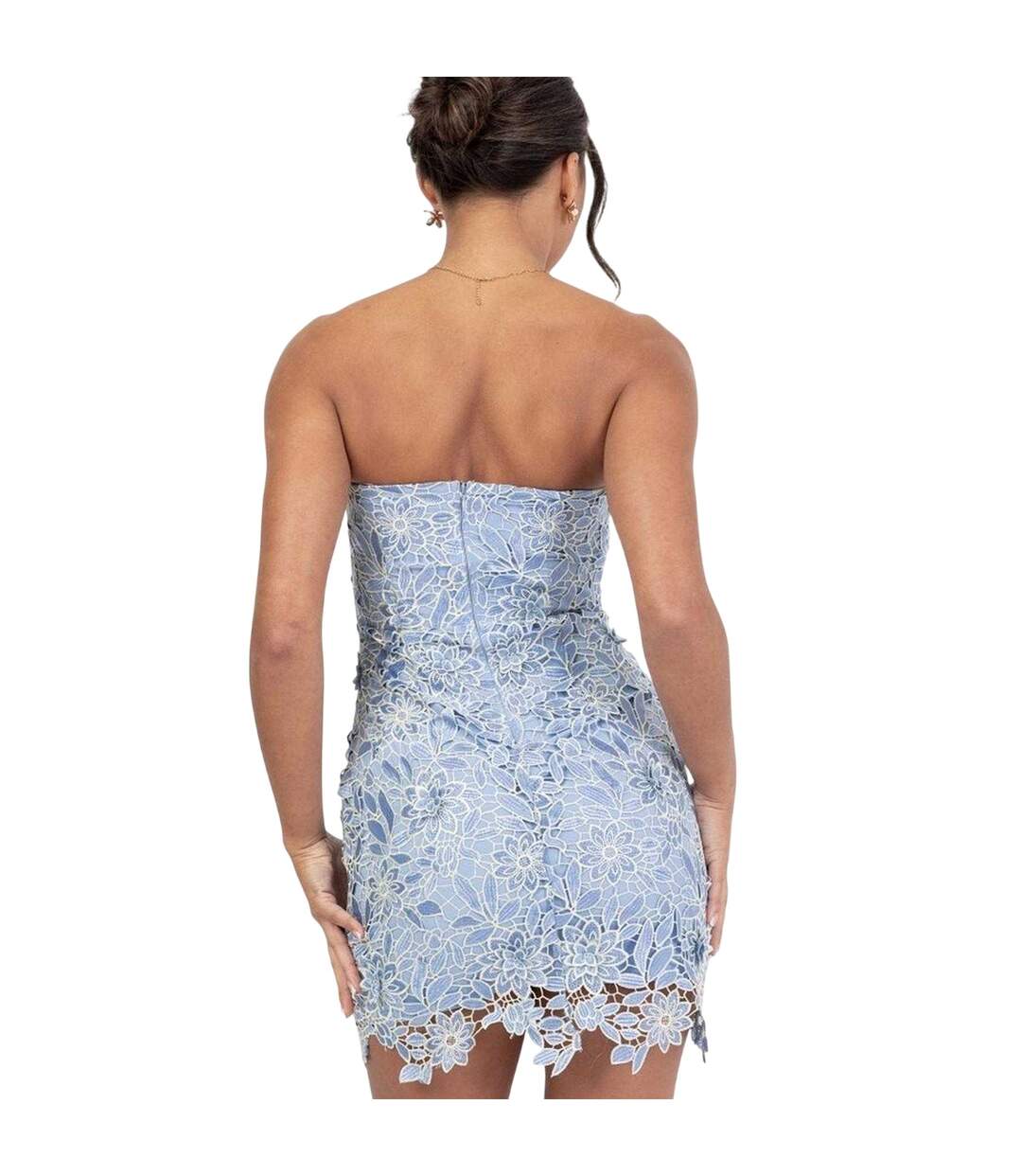 Womens/ladies Floral Bandeau Mini Dress Blue Deluxe-3