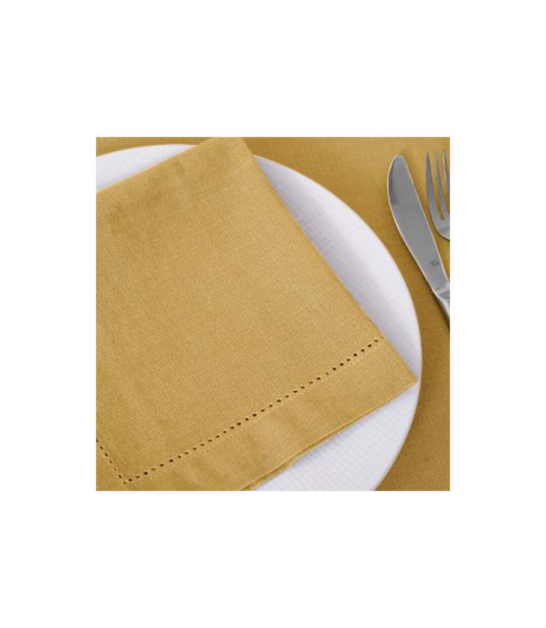 Lot de 4 Serviettes de Table Chambray 40cm Ocre