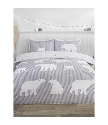 Brushed cotton polar bear duvet cover set white Rapport