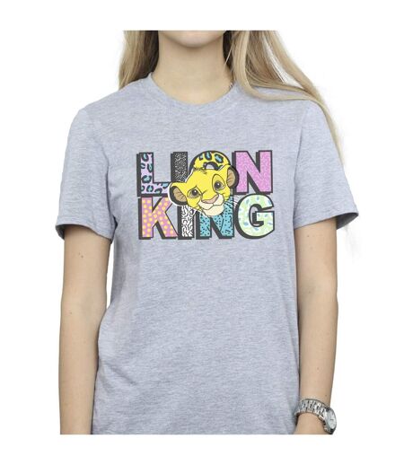 Disney Womens/Ladies The Lion King Pattern Logo Cotton Boyfriend T-Shirt (Gris sportif) - UTBI29472