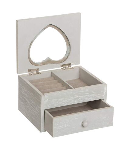 Boîte à bijoux Cœur - 1 tiroir - Largeur 14 cm - Gris