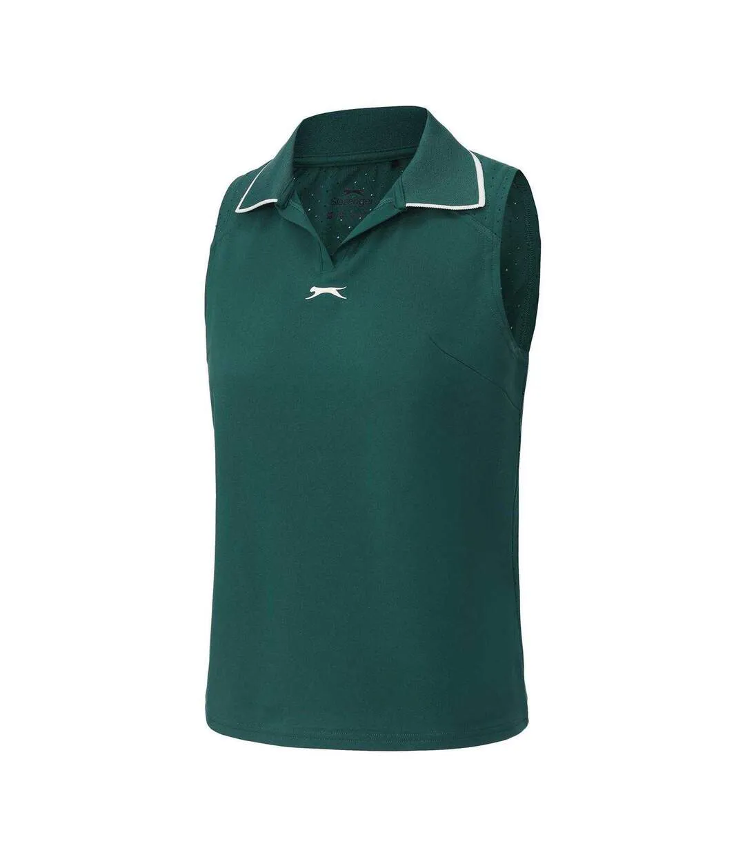 Womens/ladies Sleeveless Polo Shirt Green Slazenger-3