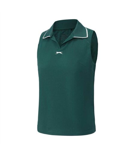 Womens/ladies Sleeveless Polo Shirt Green Slazenger