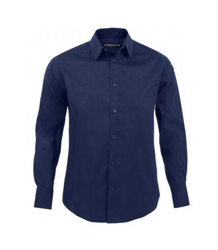 SOLS Mens Brighton Long Sleeve Fitted Work Shirt (Dark Blue)