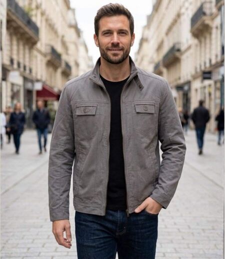 WINCHESTER GORDON1G — Blouson zippé gris : résistance du coton twill et praticité