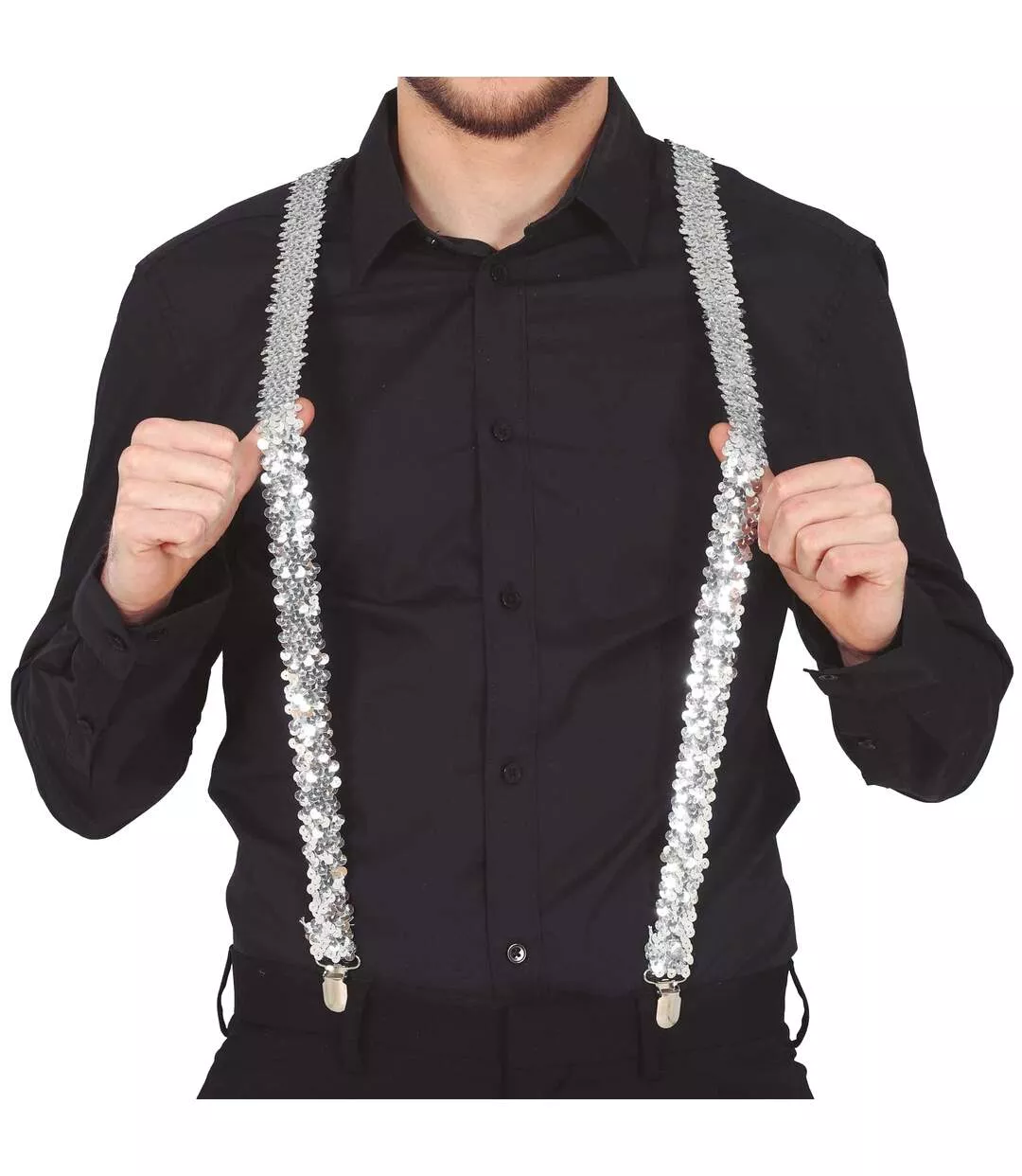 Bretelles Motif/style Sequins Adulte Argenté Fiestas Guirca-2