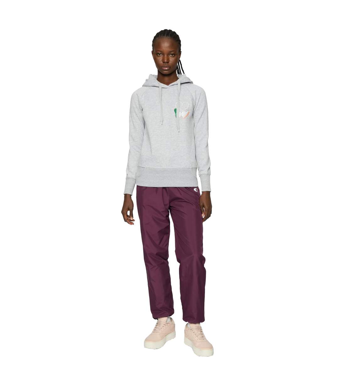 Womens/ladies Damen Kicks Love Embroidered Hoodie Sweat À Capuche Brodé Gris Mister Tee-1