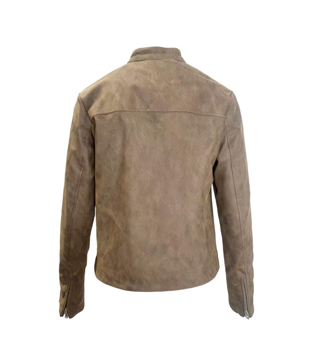 Womens/ladies Mock Neck Racer Jacket Brown Kangol-3