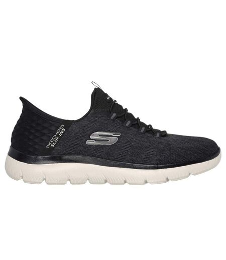 Mens Summits Key Pace Mesh Slip-in Flat Trainers Black Skechers