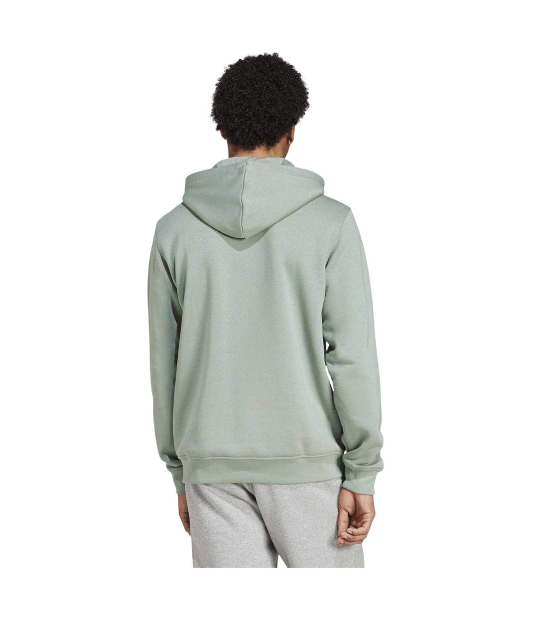 Mens Essentials Relaxed Fit Pullover Hoodie Silver Green Adidas-3