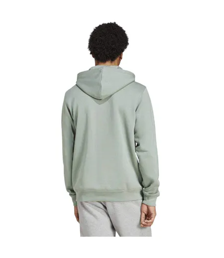 Mens Essentials Relaxed Fit Pullover Hoodie Silver Green Adidas