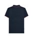 Polo Motif/style Rayure Contrastée Sur Bord Homme Bleu Marine Foncé Bordeaux Lambretta-2
