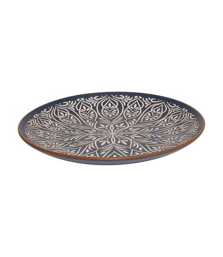 Lot de 6 Assiettes Plates en Céramique Inès 27cm Bleu