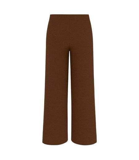 Womens/ladies Textured Wide Leg Trousers Chocolate I Saw It First