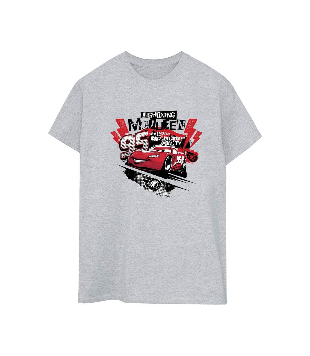 Disney Femme/Ladies Cars Lightning McQueen Collage Cotton Boyfriend T-Shirt (Gris sportif) - UTBI16204-1