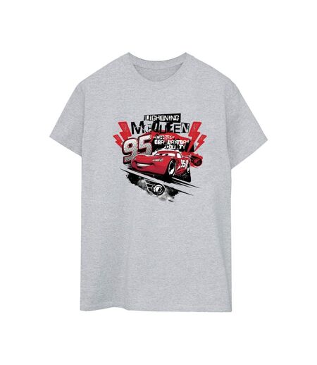 Disney Femme/Ladies Cars Lightning McQueen Collage Cotton Boyfriend T-Shirt (Gris sportif) - UTBI16204