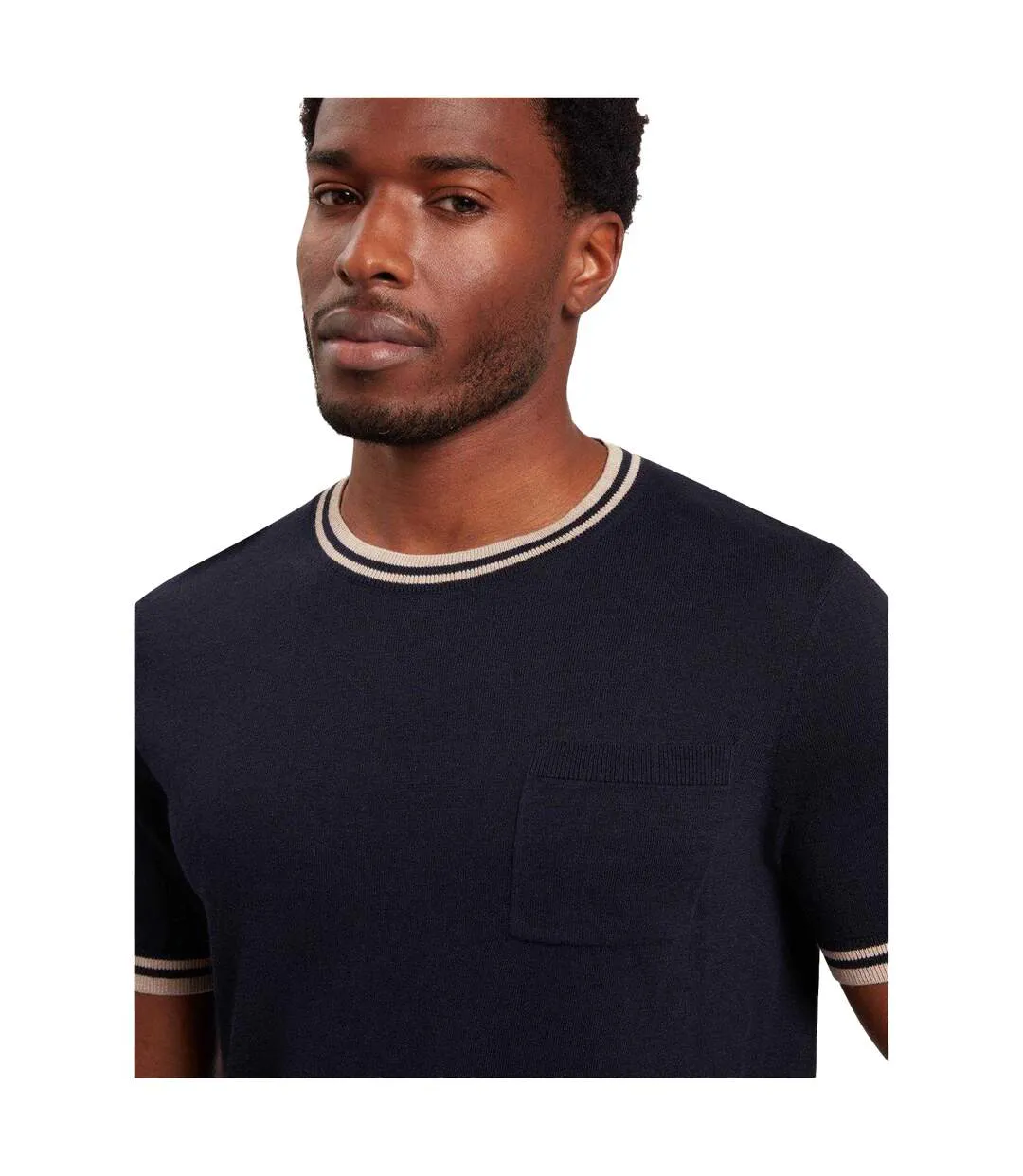 Mens Tipped Merino Wool Pocket Regular T-shirt Navy Ted Baker-4