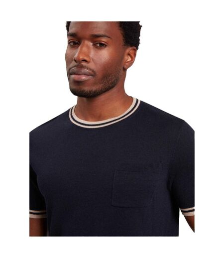 Mens Tipped Merino Wool Pocket Regular T-shirt Navy Ted Baker