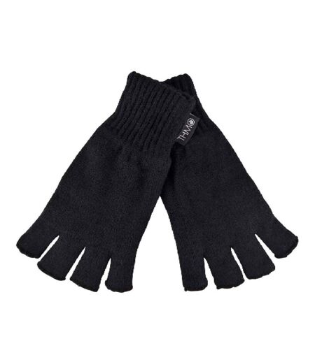 Mens Black 3M Thinsulate Insulation Lined Fingerless Gloves