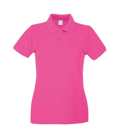 Womens/Ladies Fitted Short Sleeve Casual Polo Shirt (Hot Pink)