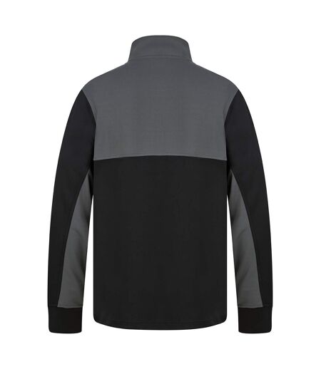 Finden & Hales Unisex Adult Quarter Zip Fleece Top (Black/Gunmetal Gray)