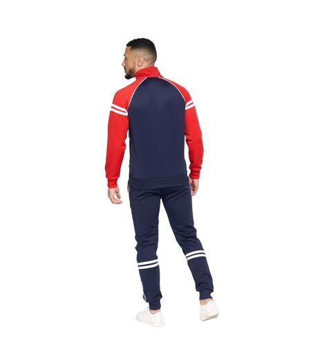 Mens Klaman Tracksuit Navy Red Crosshatch